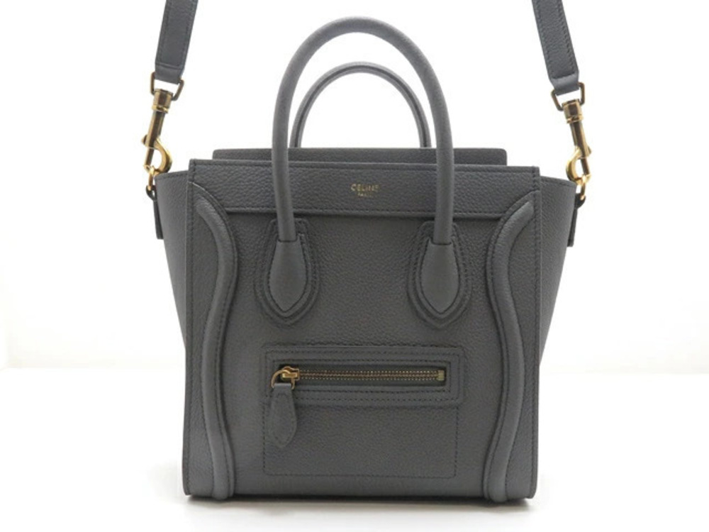 Celine Shopper 2way Shoulder Bag Gray Calfskin
